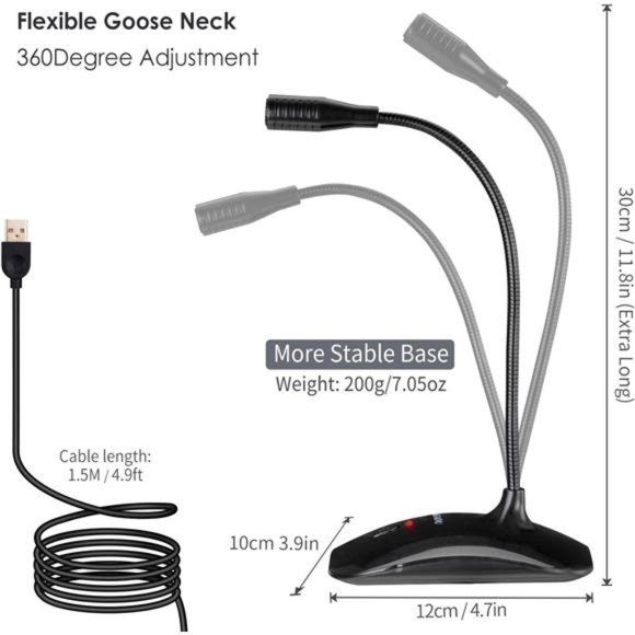USB Computer Microphone with Mute Button,Plug&Play Condenser,desktop, PC, Laptop - Picture 5 of 6